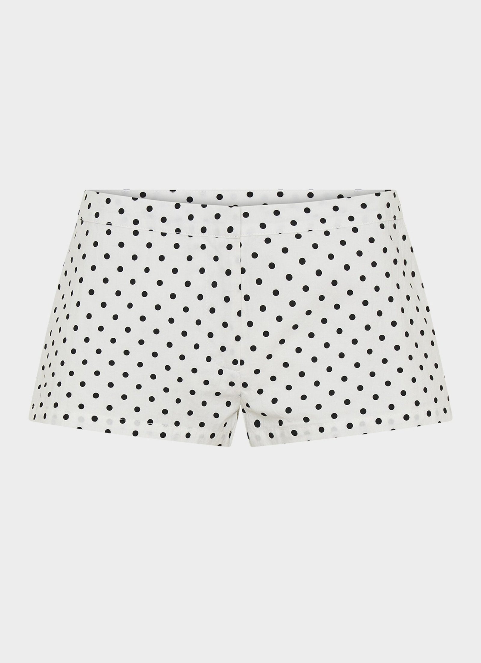 Coastline Cotton Micro Mini Shorts - White Polka Dot - Image 9
