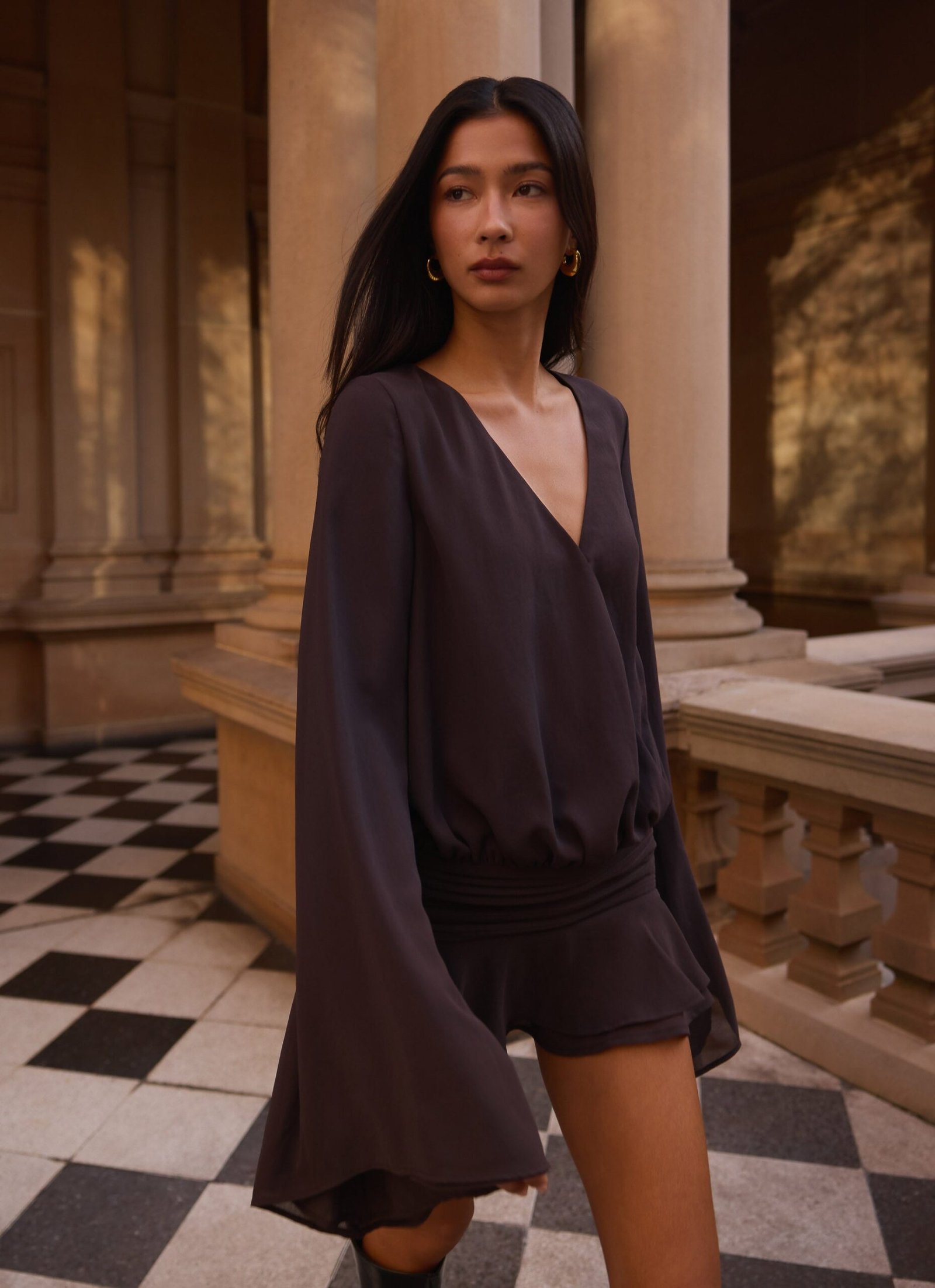 Elisana Mini Dress - Chocolate - Image 2