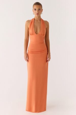 Ilaria Halter Maxi Dress - Apricot