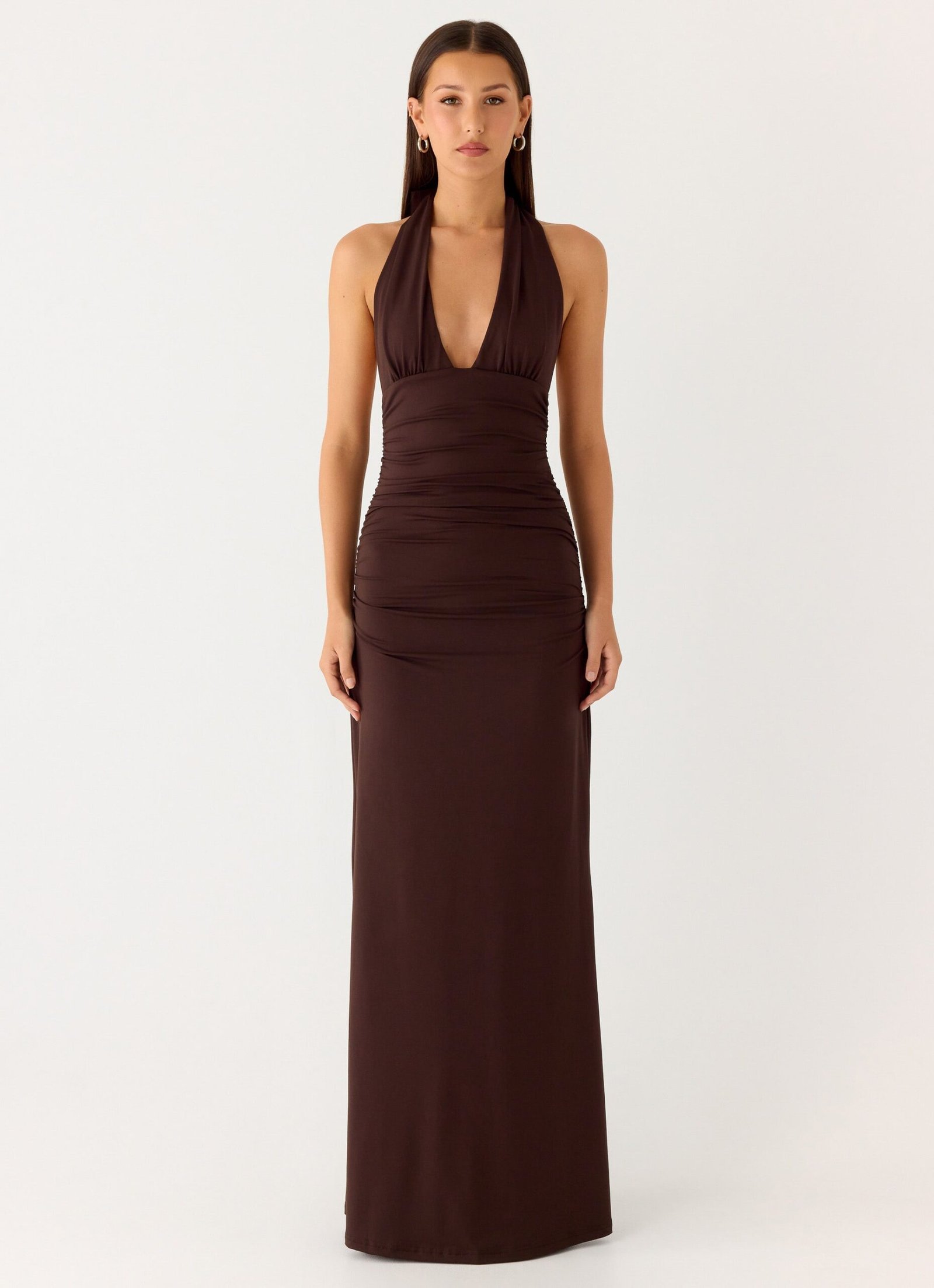 Ilaria Halter Maxi Dress - Chocolate - Image 4