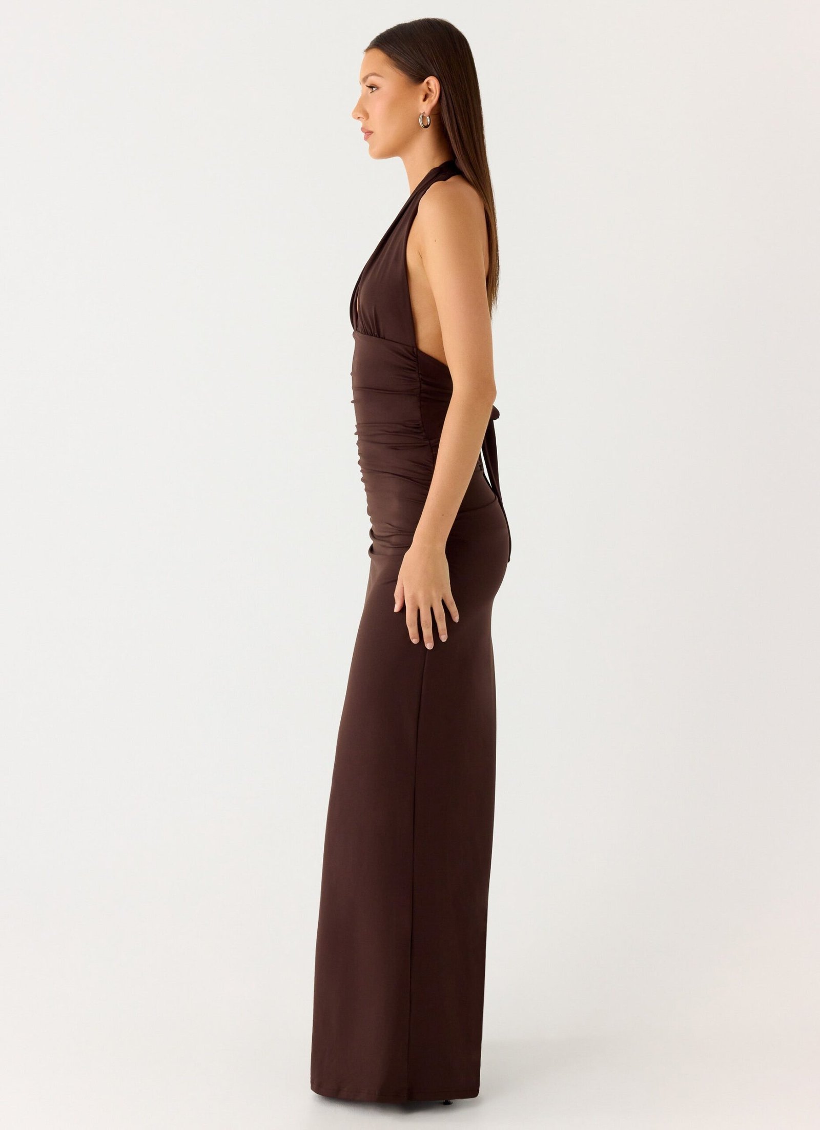 Ilaria Halter Maxi Dress - Chocolate - Image 2