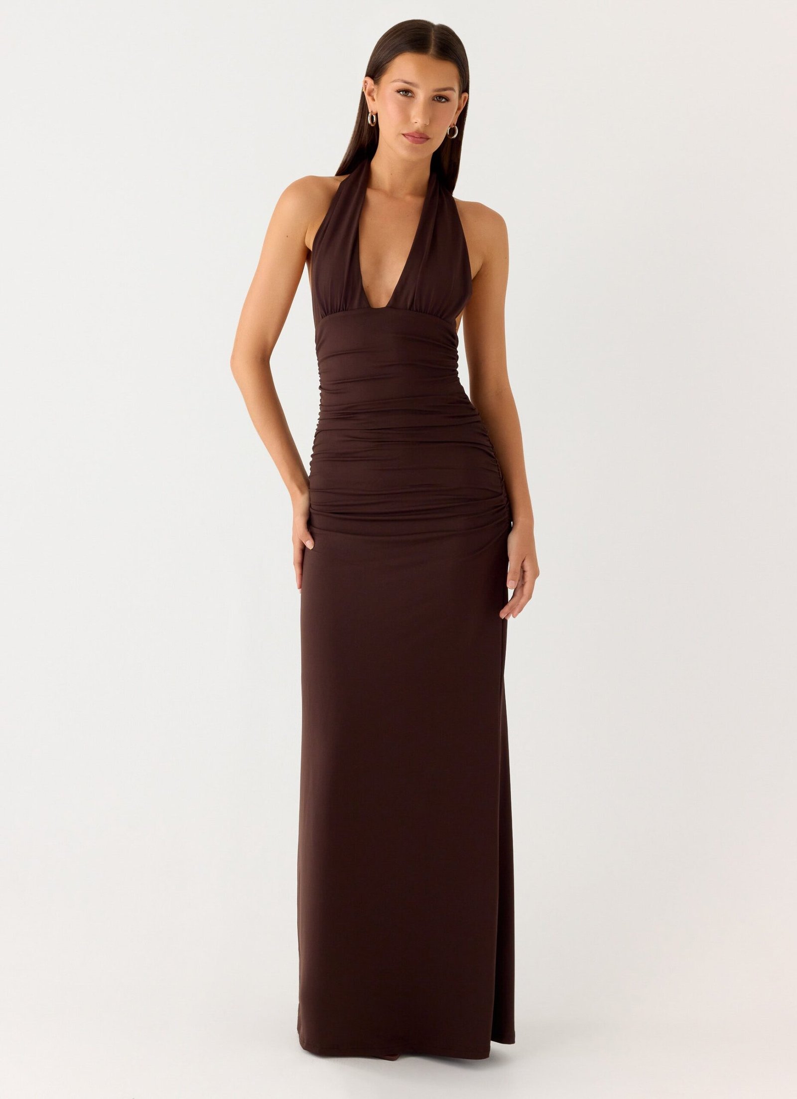 Ilaria Halter Maxi Dress - Chocolate - Image 5