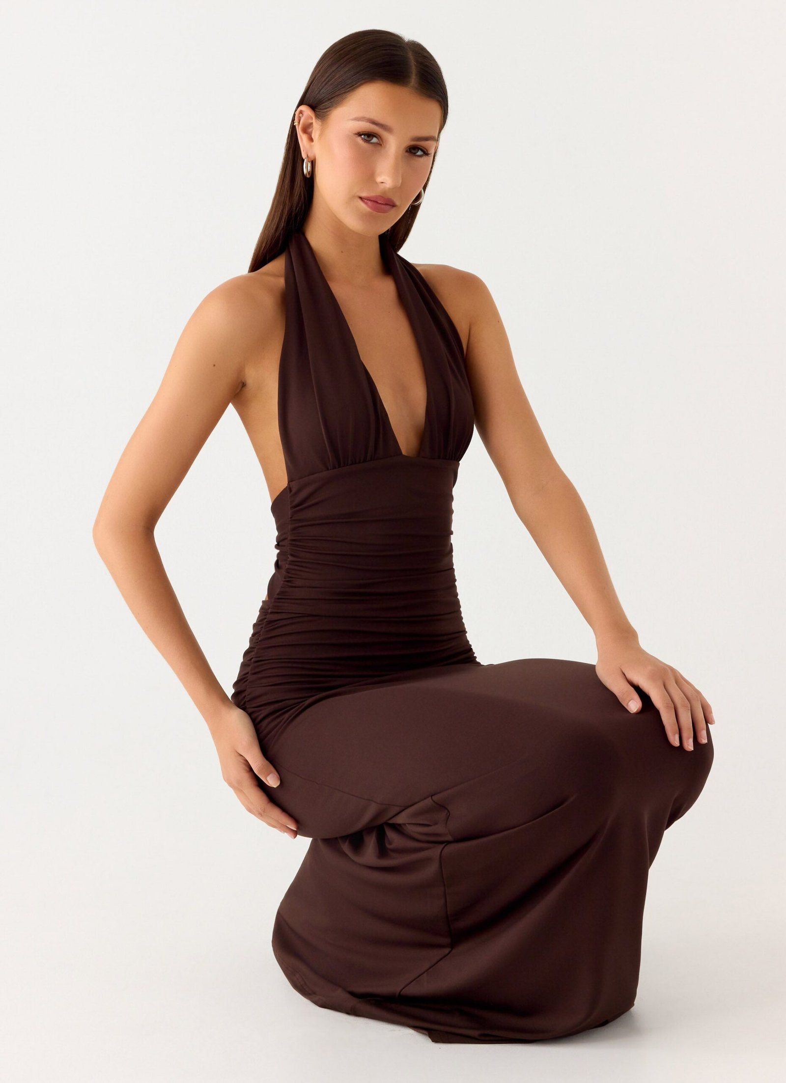 Ilaria Halter Maxi Dress - Chocolate - Image 6