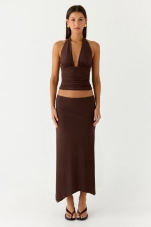 Kerrie Hanky Midi Skirt - Chocolate