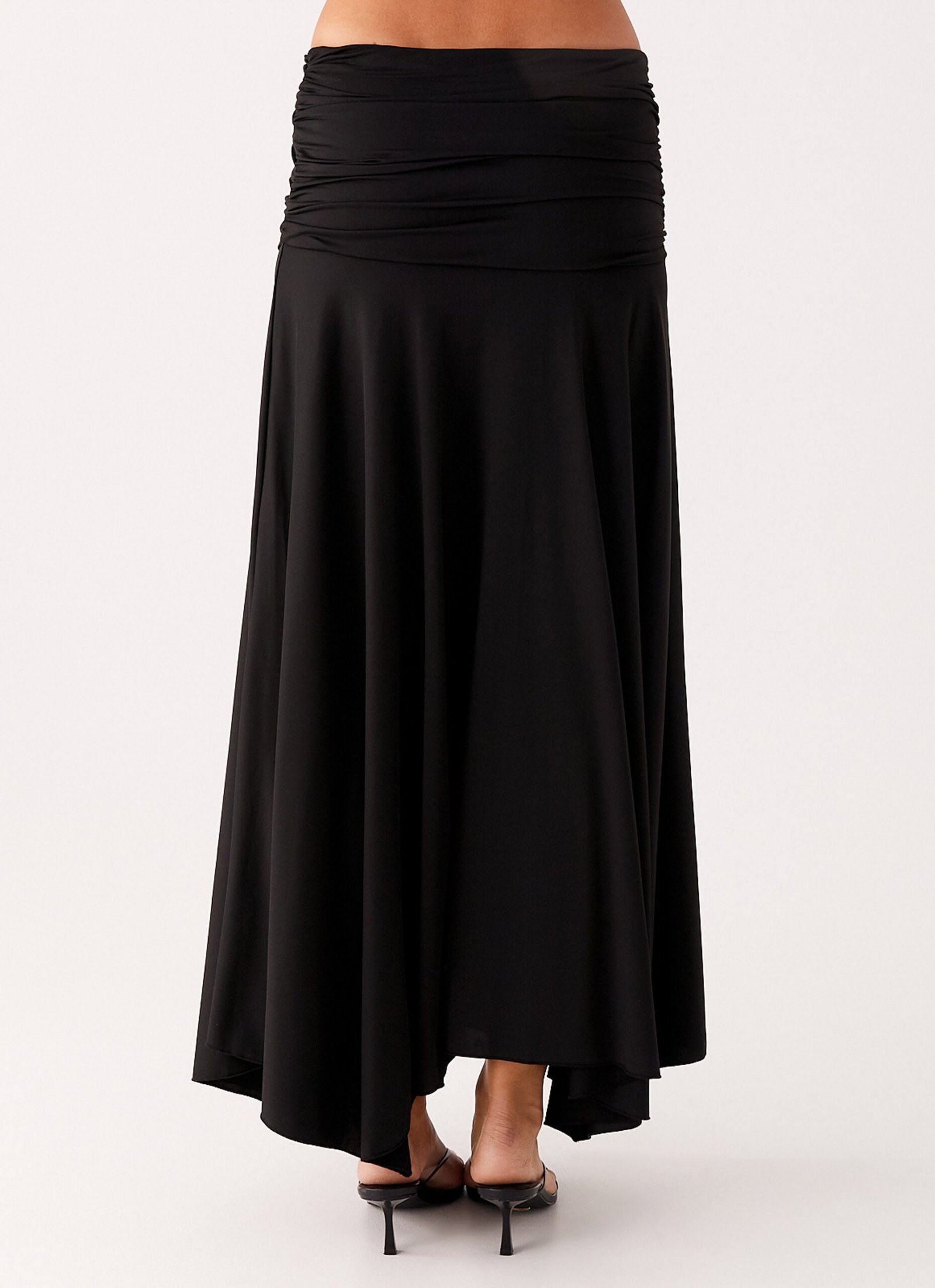Liana Ruched Maxi Skirt - Black - Image 4
