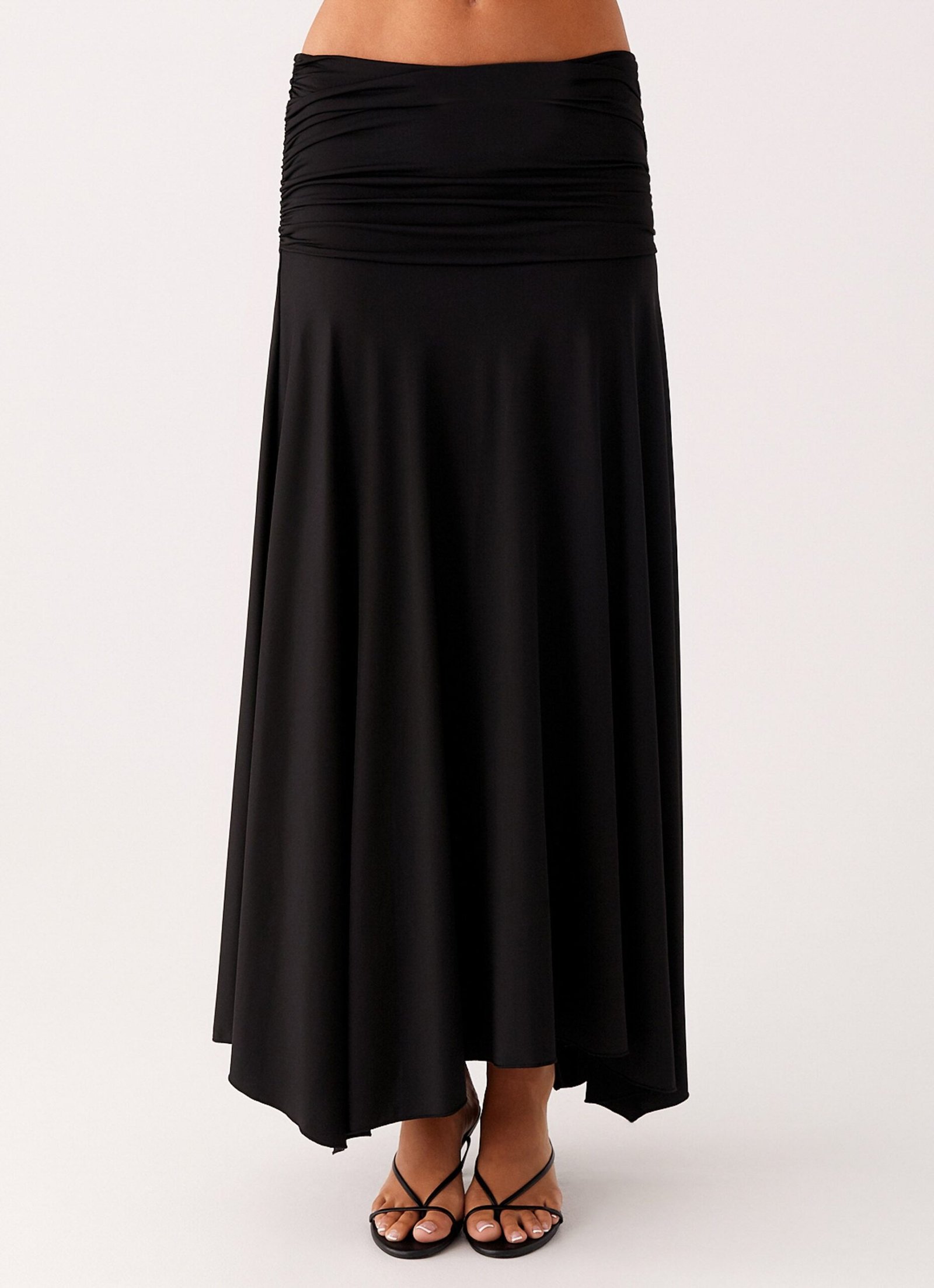 Liana Ruched Maxi Skirt - Black - Image 5