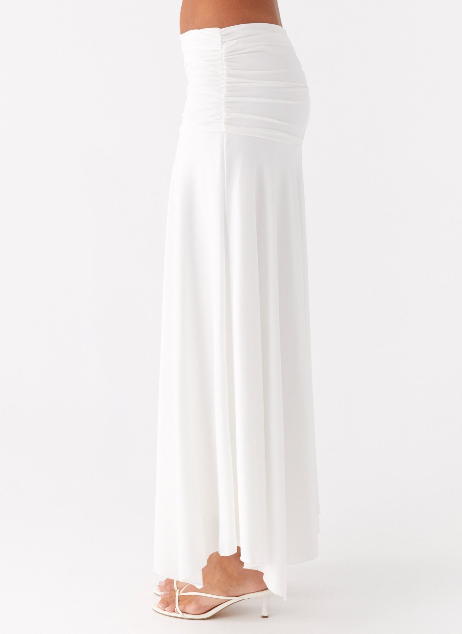 Liana Ruched Maxi Skirt - White - Image 3