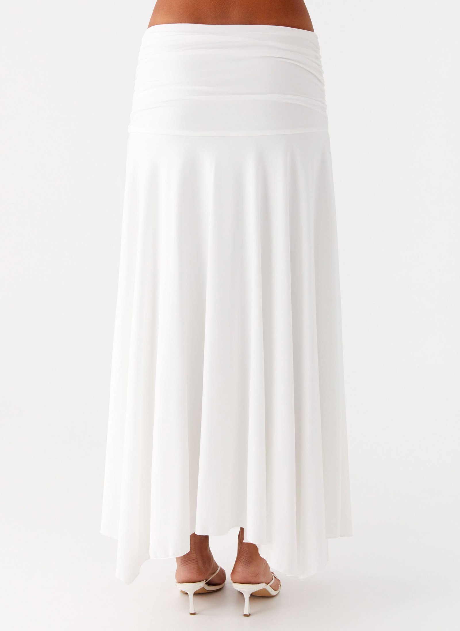 Liana Ruched Maxi Skirt - White - Image 4
