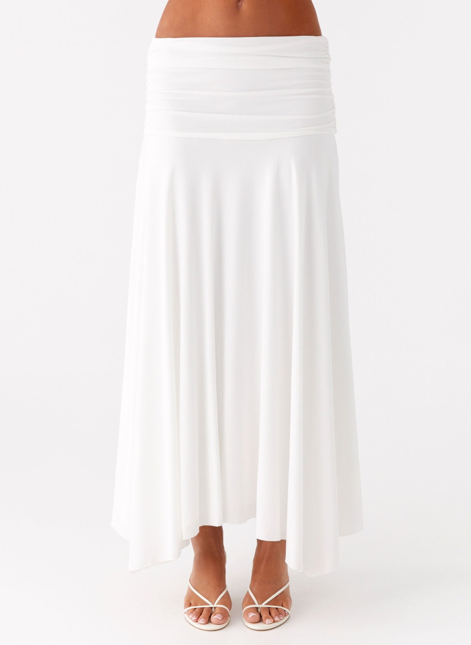 Liana Ruched Maxi Skirt - White - Image 5