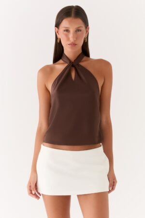 Maddox Scarf Top - Chocolate