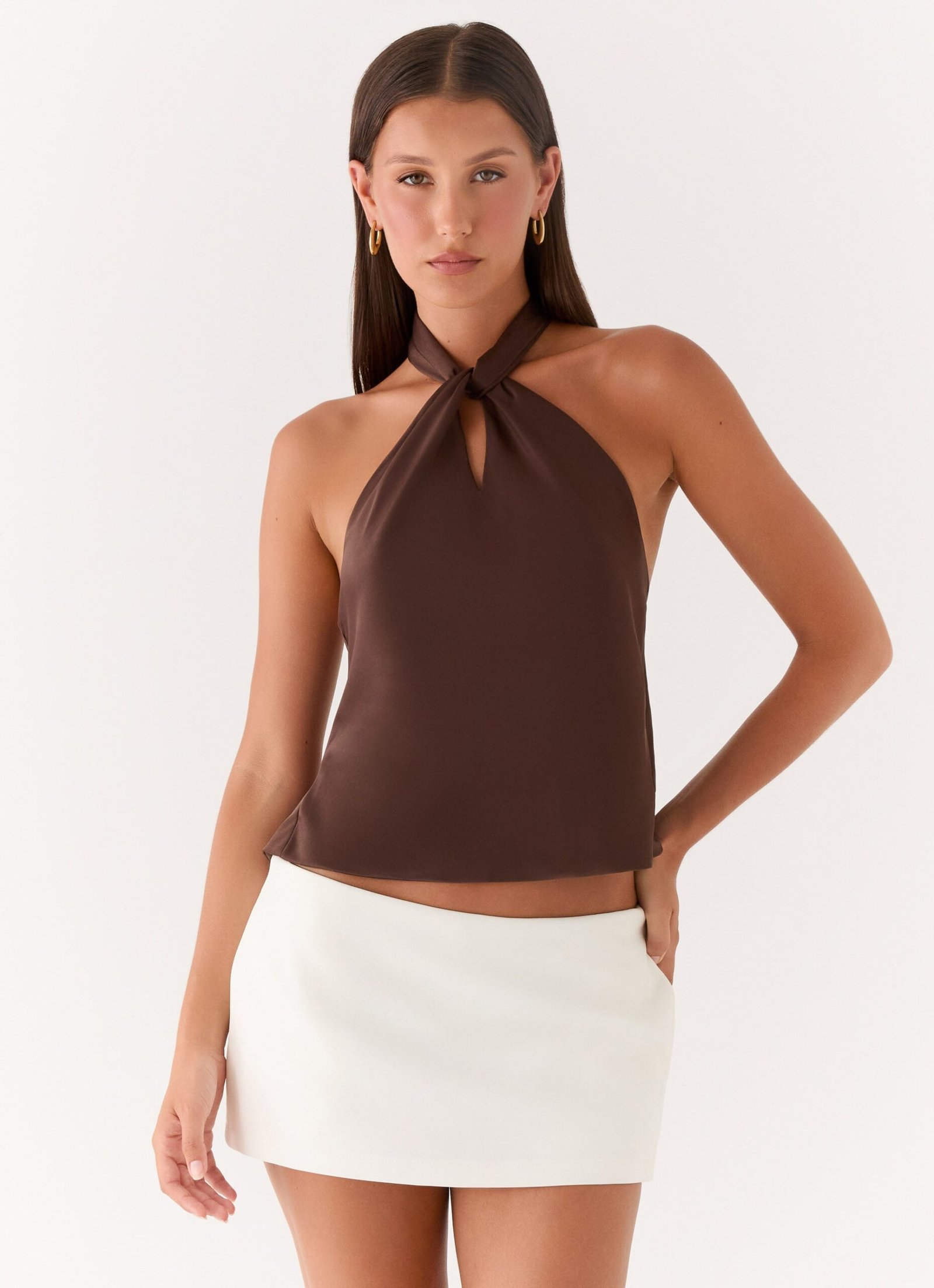 Maddox Scarf Top - Chocolate - Image 4