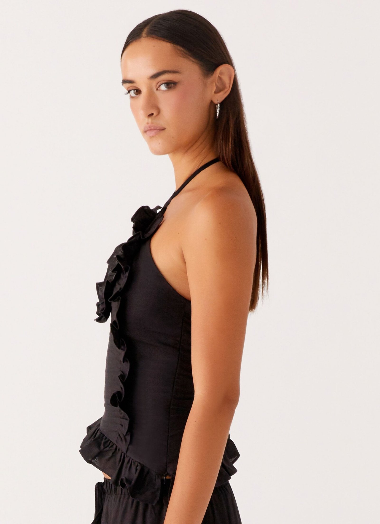 Mariella Linen Top - Black - Image 6