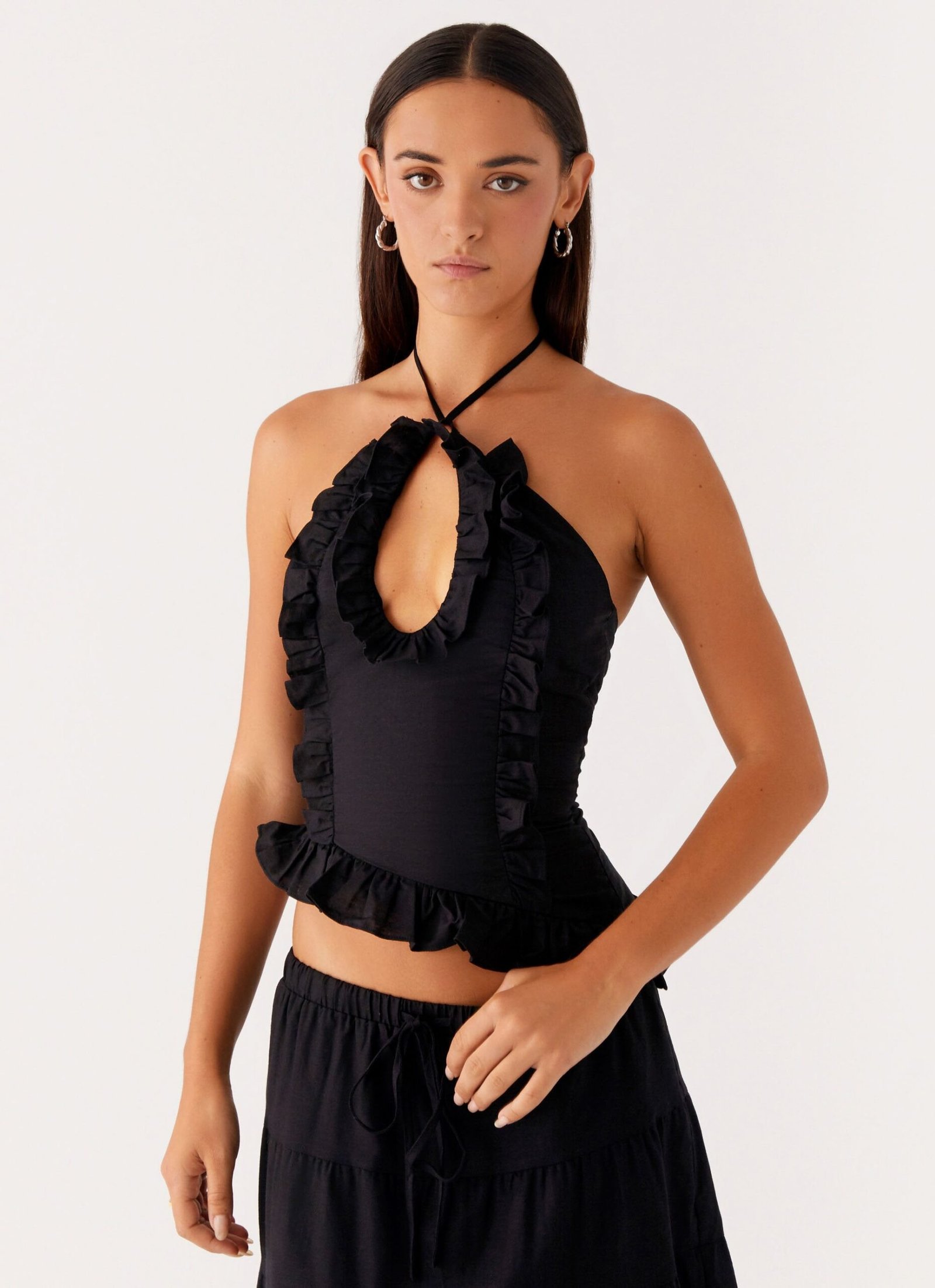Mariella Linen Top - Black - Image 3
