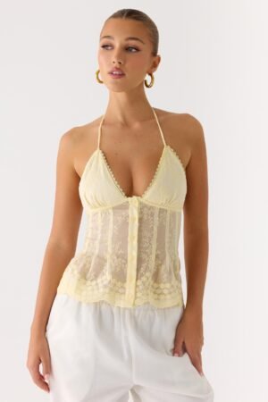 Non Stop Halter Top - Butter Yellow