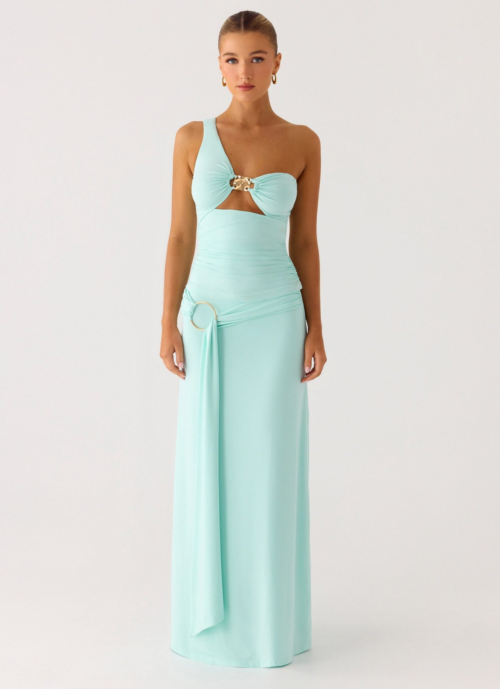 Ravi One Shoulder Top - Aqua - Image 4