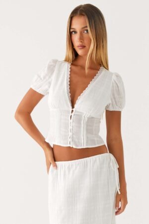 Sweet Lullaby Button Up Shirt - White